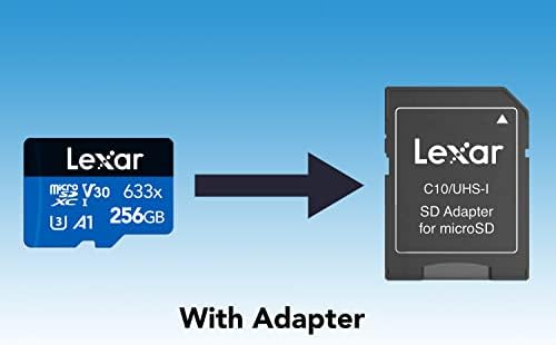 633 x 256 GB Micro SD kart, microSDXC UHS-I kartı + SD adaptörü, 100 MB/sn'ye kadar okuma, hafıza kartı Micro SD A1, C10, U3, V30, cep telefonu/tablet/güvenlik kamerası için (LMS0633256G-BNAAA)