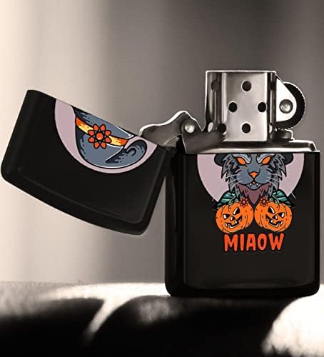BK Happy Halloween Tasarımlı Renkli Baskılı Siyah Benzinli Metal Çakmak