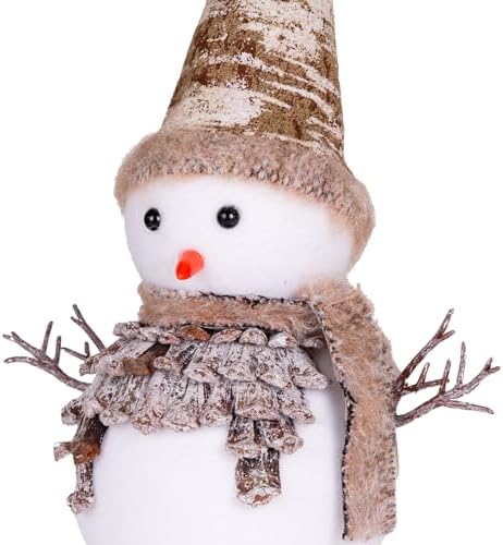 Yılbaşı Süsü Kardan Adam Yılbaşı Şapkalı Kahverengi-Beyaz 25,5x10x37 Cm.