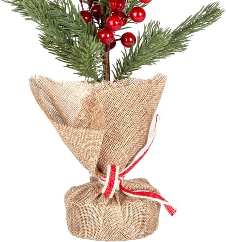 Yılbaşı Süsü Masa Çamı Kırmızı 'li Yeşil 18x37 Cm.