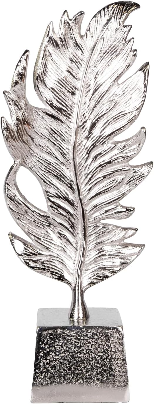 Metal Dekor Yaprak Gümüş 16x10x44 Cm.