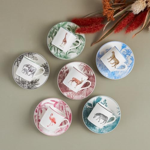 153.03.06.4676 Jungle 6 Kişilik Kahve Fincanı, Çok renkli