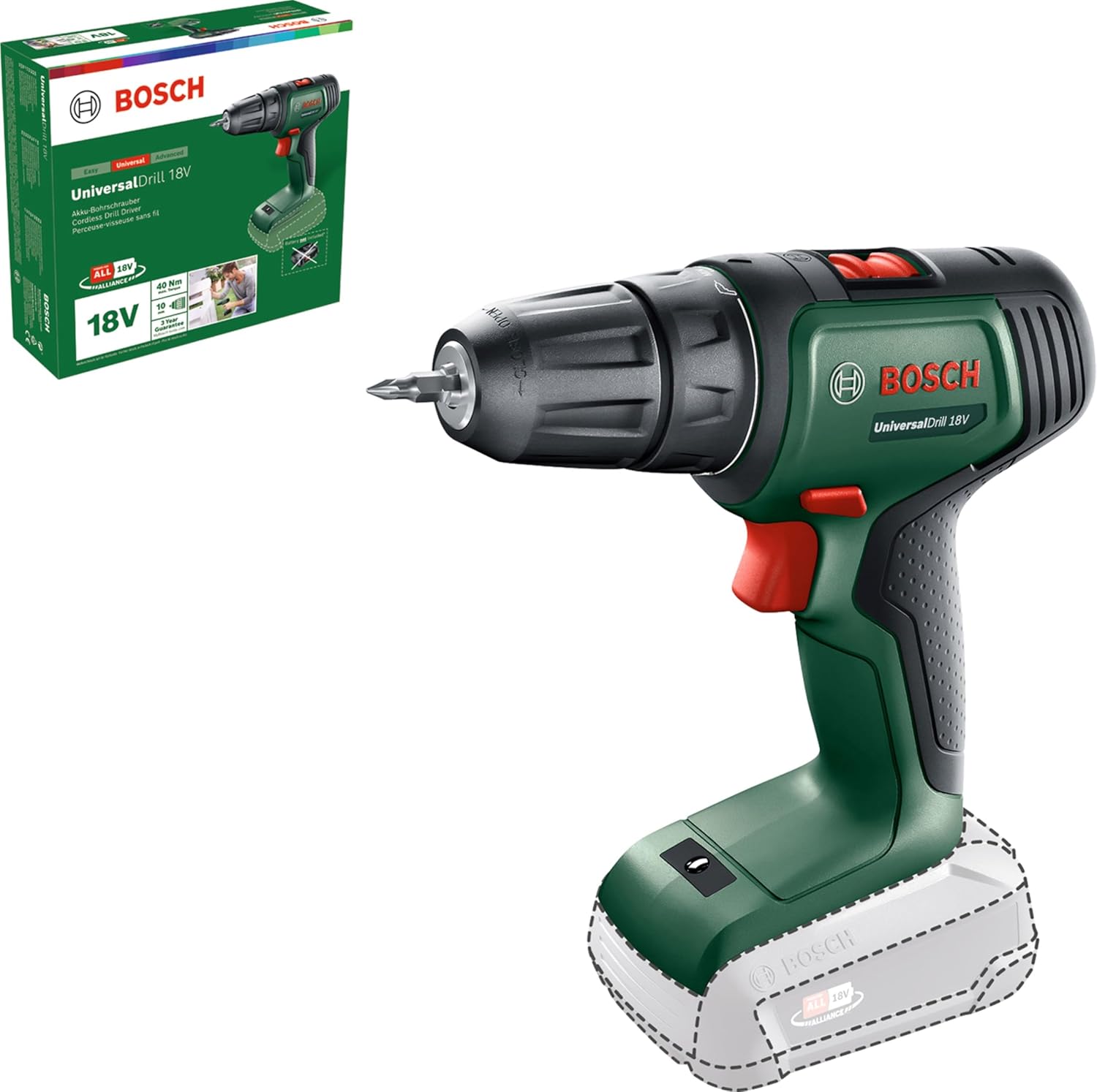 And Akülü Matkap Vidalama Universaldrill 18 (Akü ve Şarj Cihazı Dahil Değildir, 18 Volt Akü Sistemi, Karton Kutuda)