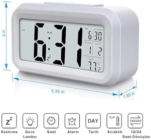 Dijital Masa saati, Gece Görüş Sensörü Masa Saati, İç Mekan Dijital Oda Termometresi Takvim Çalar Saat
