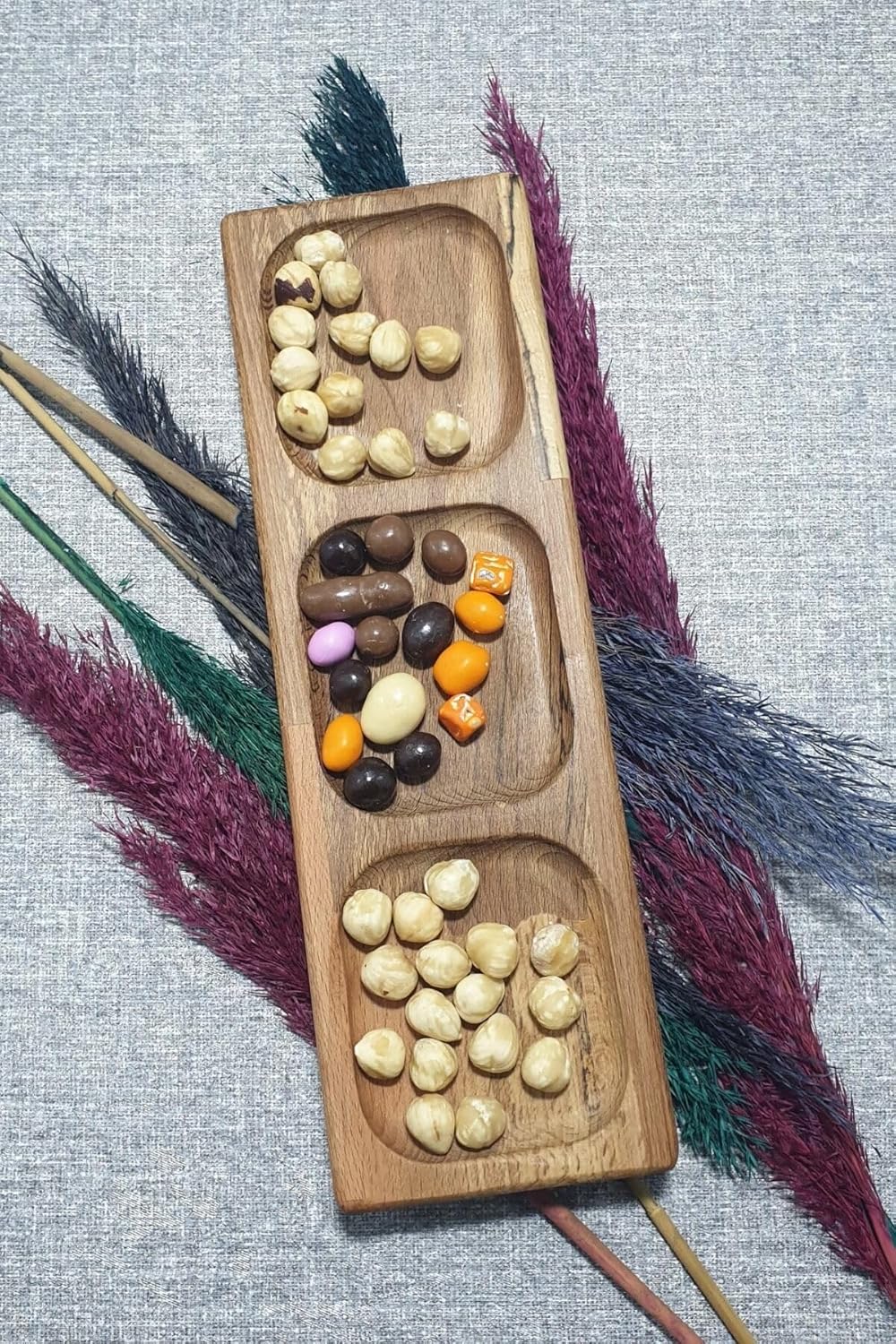 3 Bölme Kay?N Ahşap G?Da Sertifikal? Baharatlık