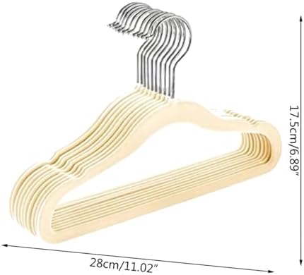 10 Adet Çocuk Bebek Askısı, Kadife Kaymaz Sağlam Elbise Askısı, 360 Derece Döner Kancalı Gömlek Pantolon Tshirt Mont Askı (Ekru)