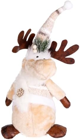 Yılbaşı Süsü Geyik Figürü Oturan Krem-Kahverengi 15x14,5x46 Cm.