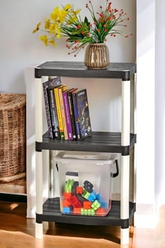 3 Katlı Ahşap Desenli Çok Amaçlı Depolama Rafı,