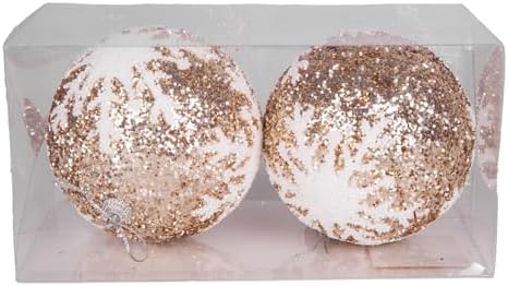 Yılbaşı Topu Pullu Beyaz Kar Tanesi Şekilli 2'li Paket 9 Cm.