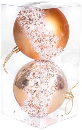 Yılbaşı Topu Beyaz Boncuk ve Halka Desenli 2'li Paket 10 Cm.