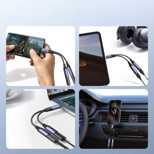 JoyRoom SY-C03 Audio-Transfer Serisi 2'si 1 Arada Ses Adaptörü, Siyah