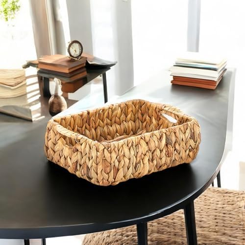 El Yapımı Hasır Bombeli Dekoratif Sepet, Hasır Bombeli Dekoratif Tepsi 3 Model Seçenekli (27 * 20 * 10cm) (MODEL - 1)