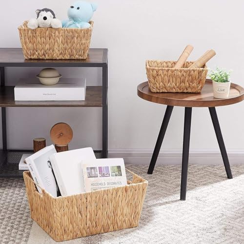 El Yapımı Hasır Dikdörtgen Dekoratif Sepet, Hasır Dikdörtgen Dekoratif Tepsi 3 Model Seçenekli (30 * 22 * 12cm) (KÜÇÜK)