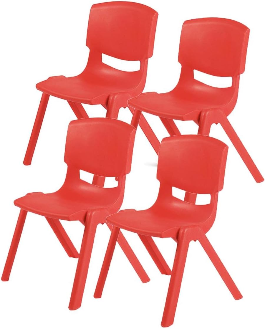 4'Lü Set Büyük Şirin Çocuk Sandalyesi Kırmızı