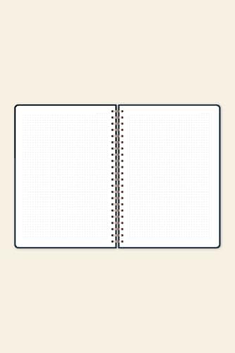 20x28 Spiralli Sert Kapak Lastikli Kareli Not Defteri Lacivert