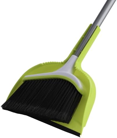 Basics Açılı Broom ve Dustpan Seti, Gümüş/Yeşil Süpürge, Faraşlı, Çelik, Gümüş,