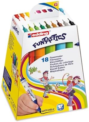 14 FUNTASTICS çocuklar için kalın uçlu keçeli kalem 18'li set - 2-3 mm yuvarlak uç