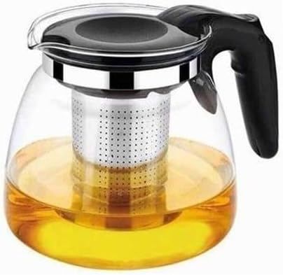 Cam Çaydanlık Paslanmaz Çelik Filtre Kolu Dayanıklı Cam Çaydanlık Süzgeçli French Press Cam Demlik + Çay Süzgeci