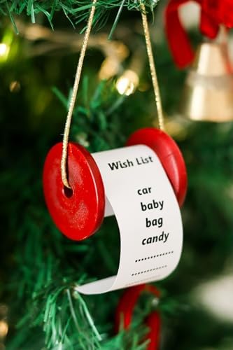 & Yılbaşı Ağacı Süsü Kırmızı Dilek Hediye Liste Makarası
