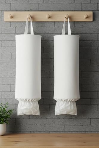 2'li Asılabilir Beyaz Poşet Organizer Seti – Poşetlik ve Düzenleyici Sepet Beyaz