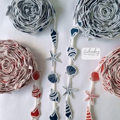 Deniz Kabukları Motifli Şerit Nakış Modeli | Nakış Aksesuar (Kırmızı)