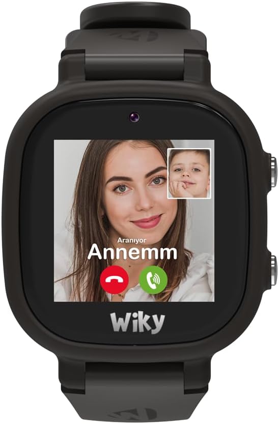 5E eSim'li Akıllı Çocuk Saati Görüntülü ve Sesli Arama, GPS, SOS, Konum Takibi (Turkcell eSIM) - Siyah (Siyah)