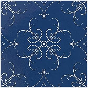 Retro Kendinden Yapışkanlı 12 İnç Yer Karosu, 20 - 30,48 cm x 30,48 cm, Lacivert İnci Desenli - Soyma ve Yapıştırma, Mutfak, Yemek Odası, Yatak Odası ve Banyolar için Kendin Yap Zemin