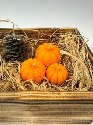 3'lü Mini Balkabağı Ailesi Sonbahar Kış Ev Ofis Dekorasyonu Obje Turuncu Kabak Mum