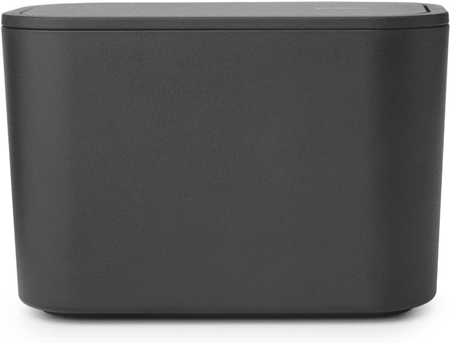 - Mindset Banyo Atık Kutusu - Küçük Atıklar için İdeal - Çıkarılabilir Salıncak Kapağı - Temizlemesi Kolay - Çizilmez - Korozyona Dayanıklı - Koyu Gri - 8,5 x 15 x 9,8 cm