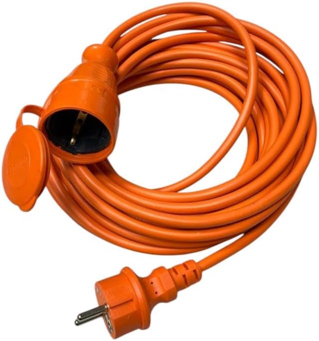 20 Metre Seyyar Uzatma Kablosu – 3x1.5mm² Kablo, IP44 Koruma, Turuncu Renk, Fransız Tipi Fiş, 250V/16A, Dış Mekan Uyumlu