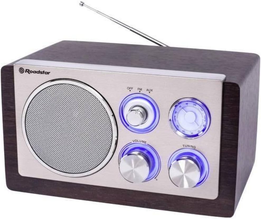 HRA-1245 Retro-radyo UKW ve MW Tuner (teleskop-anten, pil ile çalışabilir), kahverengi/gümüş