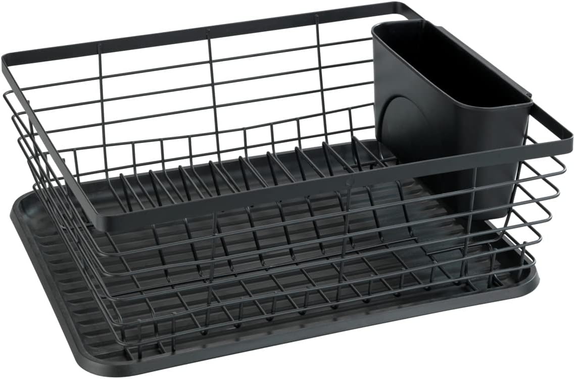 "Drip" bulaşıklık, bulaşıklık, lavabonun yanına yerleştirmek için ideal, toz boya kaplı metal ve plastikten yapılmış, 36 x 15 x 30,3 cm, siyah