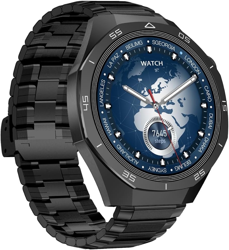 Amoled Ekran 48mm Metal ve Silikon Kordonlu Akıllı Saat Siyah WT6 Pro