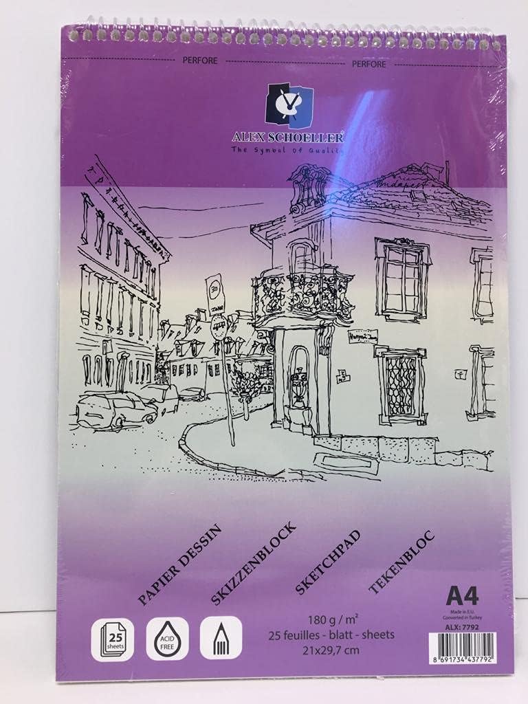 Alex Schoeller Spiralli Çizim Defteri 180 g 25 Yaprak a4