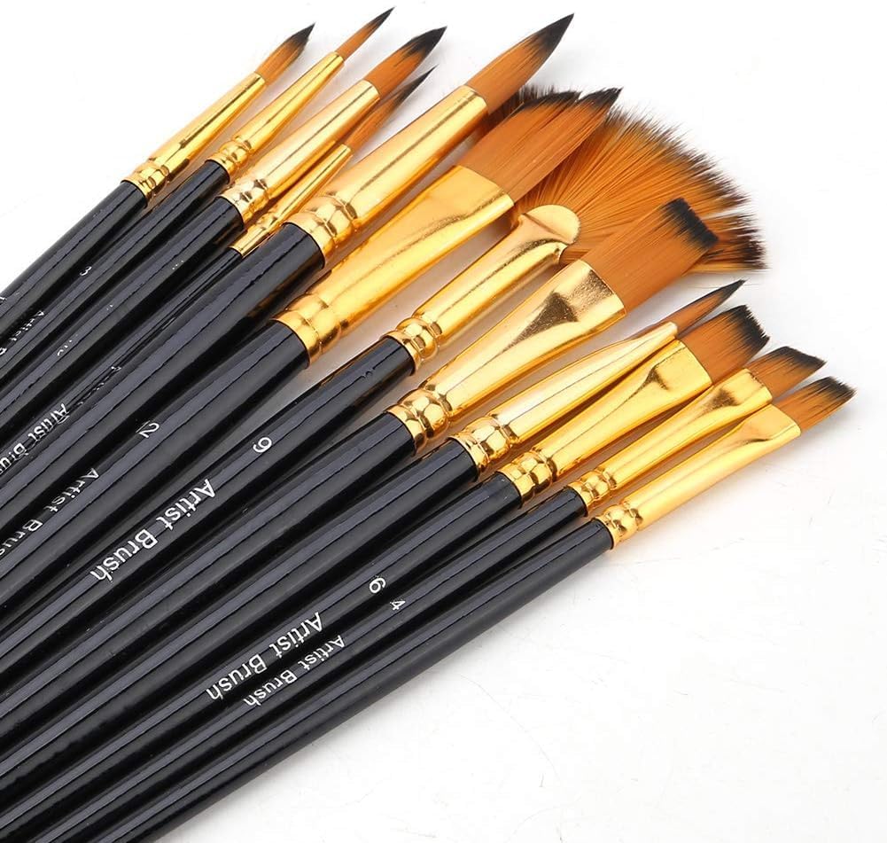 12 parça Boya Fırçası Seti, Çocuklar, Yetişkinler, Yeni Başlayanlar ve Profesyonel için Akrilik, Yağlı, ve Guaj Boyama