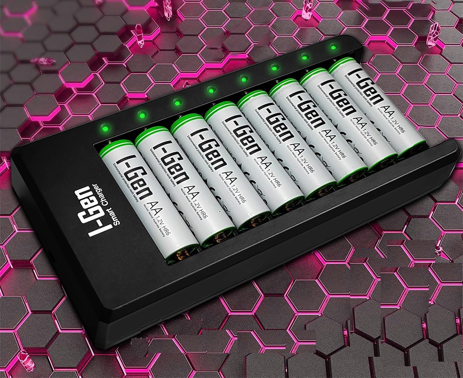G827 8'li Pil Şarj Aleti + 8 Adet AA 2700 mAh Şarj Edilebilir AA Şarjlı Kalem Pilli Set 1.2V Ni-MH