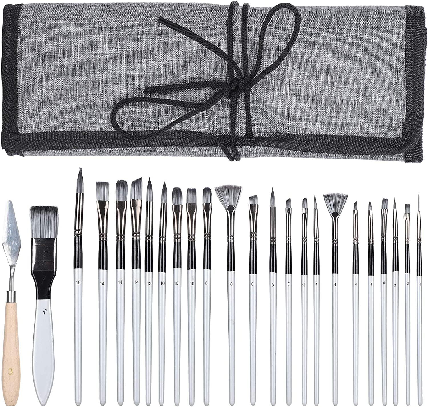 24 Parça Akrilik Yağlıboya Guaj Boya Fırça Seti Sentetik Fırça Ahşap Sap Kullanışlı Çanta
