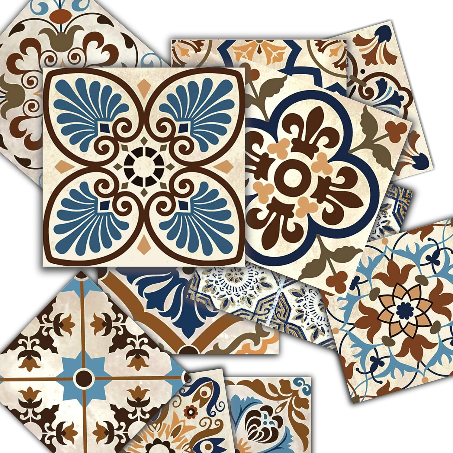 Kendinden Yapışkanlı Karma Fas Desenli Pvc, Yapışkanlı Kaplama, Çıkartması, Zemin Duvar Karosu 10x10 cm (20 Adet/0,20 m2)