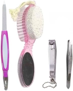 4 Parça Manikür Pedikür Set -Tırnak Törpüsü Tırnak Makası Cımbız + 4in1 Topuk Rende-Fırça-törpü Seti