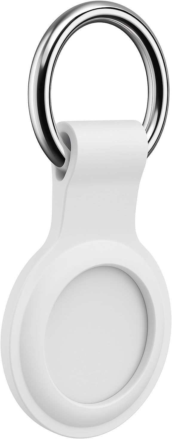 AirTag Anahtarlıklı Silikon Kılıf A010 Darbeye Dayanıklı Kaybolmaya Karşı Tam Koruma Kolay Tak-Çıkar AirTags ile Uyumlu Koruyucu Anahtarlık Beyaz
