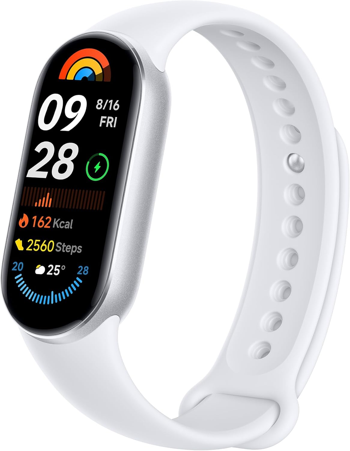 Smart Band 9 Glacier Silver | 1,62 inç AMOLED ekran | Dokunmatik ekran, Multisport Tracker, Aktivite İzleyici, Nabız Monitörü | Bluetooth bağlantısı