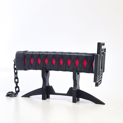 Açılır Kapanır Siyah Kırmızı Katana – Dekoratif Tarzı Oyuncak Kılıç, Koleksiyonluk Samuray Kılıcı, Gerçekçi Görünüm, Stand Dahil, 90 cm