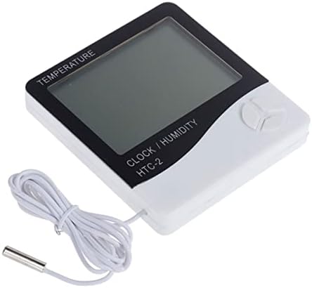 İç Ortam ve Dış Ortam Sıcaklığını Ölçebilen LCD Ekranlı Saat Göstergeli Alarmlı Nem Ölçer Masa Üstü Termometre
