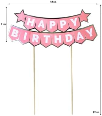 Partinity İyi Ki Doğdun Pasta Üstü Banner, Pembe ve Altın Renk, 18x7 cm