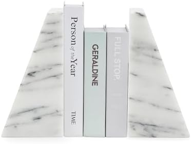 Fox Run Üçgen%100 Doğal Cilalı Beyaz Mermer Kitap Destekleri