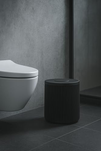 Serisi Siyah Akrilik Çöp Kovası – Silindir, 5 Litre, 25cm, Kolay Temizlenir - 3372