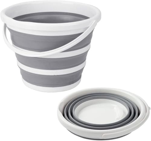 12.8 Litre Katlanabilir Kova – Akordiyon Tasarımlı Katlanır Temizlik ve Araç Yıkama Kovası, Gri Renk, Bebek Yıkama ve Ev İçi Kullanıma Uygun Portatif Kova