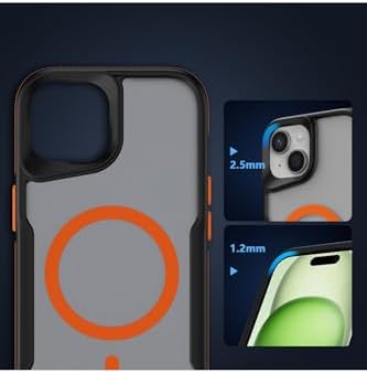 - 13 Kılıf, MagSafe Uyumlu Şeffaf Mat Buz Kasa, Airbag Köşe Darbe Koruma, Yükseltilmiş Kamera Çerçevesi, Tam Kalıp TPU+PC Tasarım | Turuncu Kenar