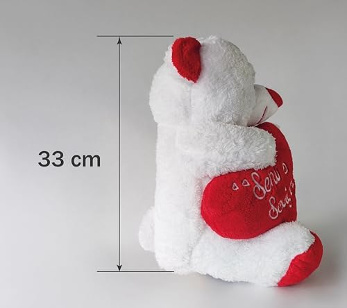 "İyi ki Varsın" Mesajlı Peluş Ayıcık 45 cm | Kalp Üzeri Nakışlı | Arkadaşa ve Aileye Anlamlı Hediye, Öğretmenler Günü Hediyesi