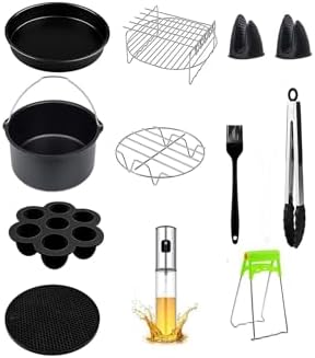 7 Ve 7 Litre Uyumlu 9 Inc (23 Cm) 12'Li Airfryer Fritöz Seti